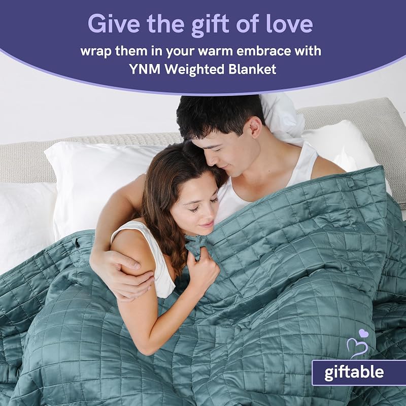 YnM Exclusive Blue Grey 60x80 25 lb Cooling Weighted Blanket for Adults