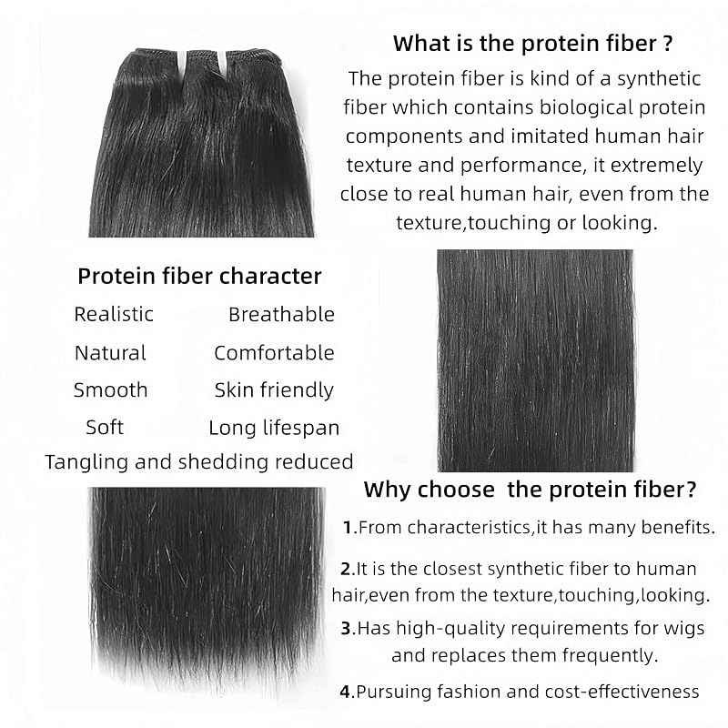Yaki Straight Hair Bundles 18-26 Inch 1B, 3 Bundles Quick Weave - Pure Protein Fiber