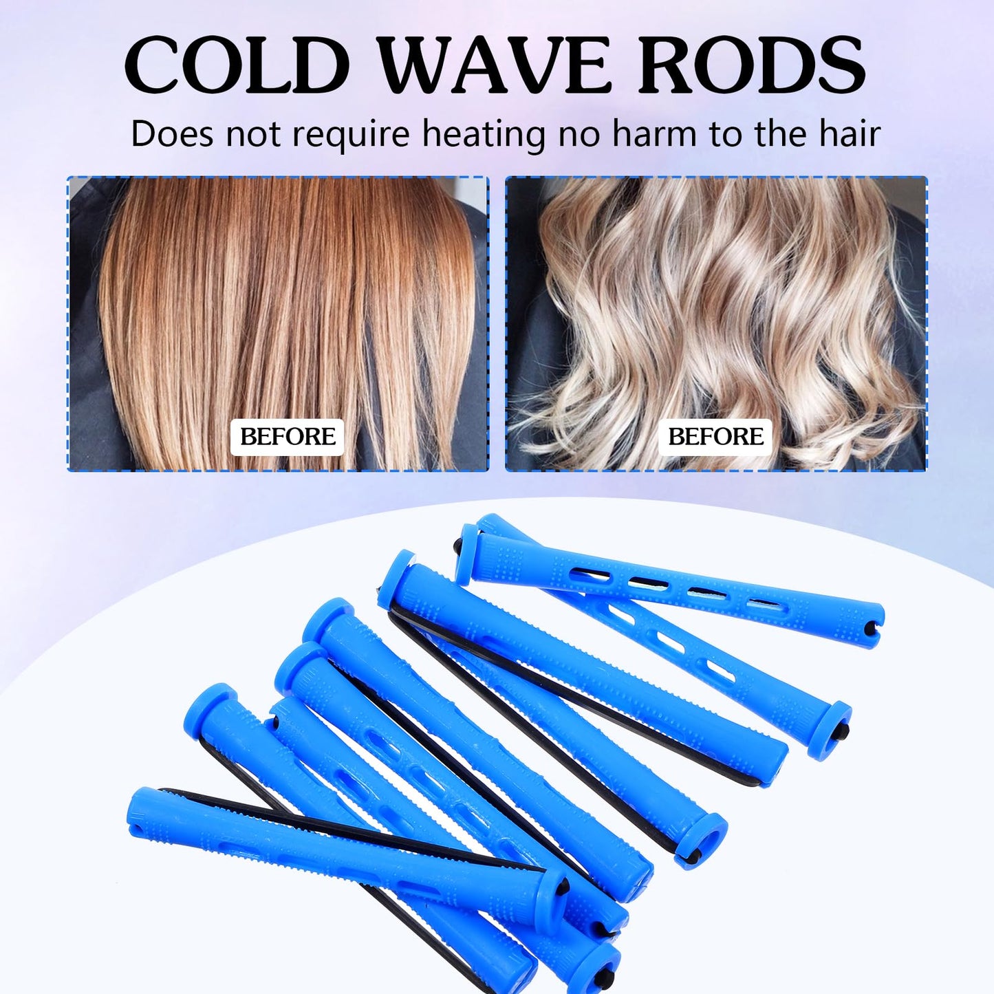 20 Pcs Perm Rods For Short Hair Small Plastic Hair Perming Rods And Rollers Curling Roller Perm Rod Medium For Long Hairs (Blue, 0.35 Inches)