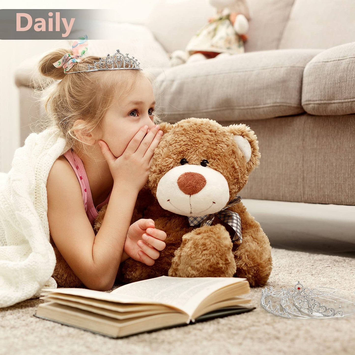 Hicarer 12 Pcs Silver Metal Tiaras Princess Crown Headbands Colorful Rhinestone Crown Bride Headbands Bridal Bridesmaids Wedding Prom Birthday Party Hair Accessories for Women Girls Kids