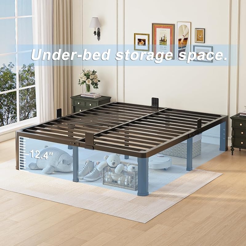 Variation of THIS listing: 14 Inch Full Size Bed Frame with Round Corner Legs, Headboard Holes, Noise-Free Steel Slat Platform