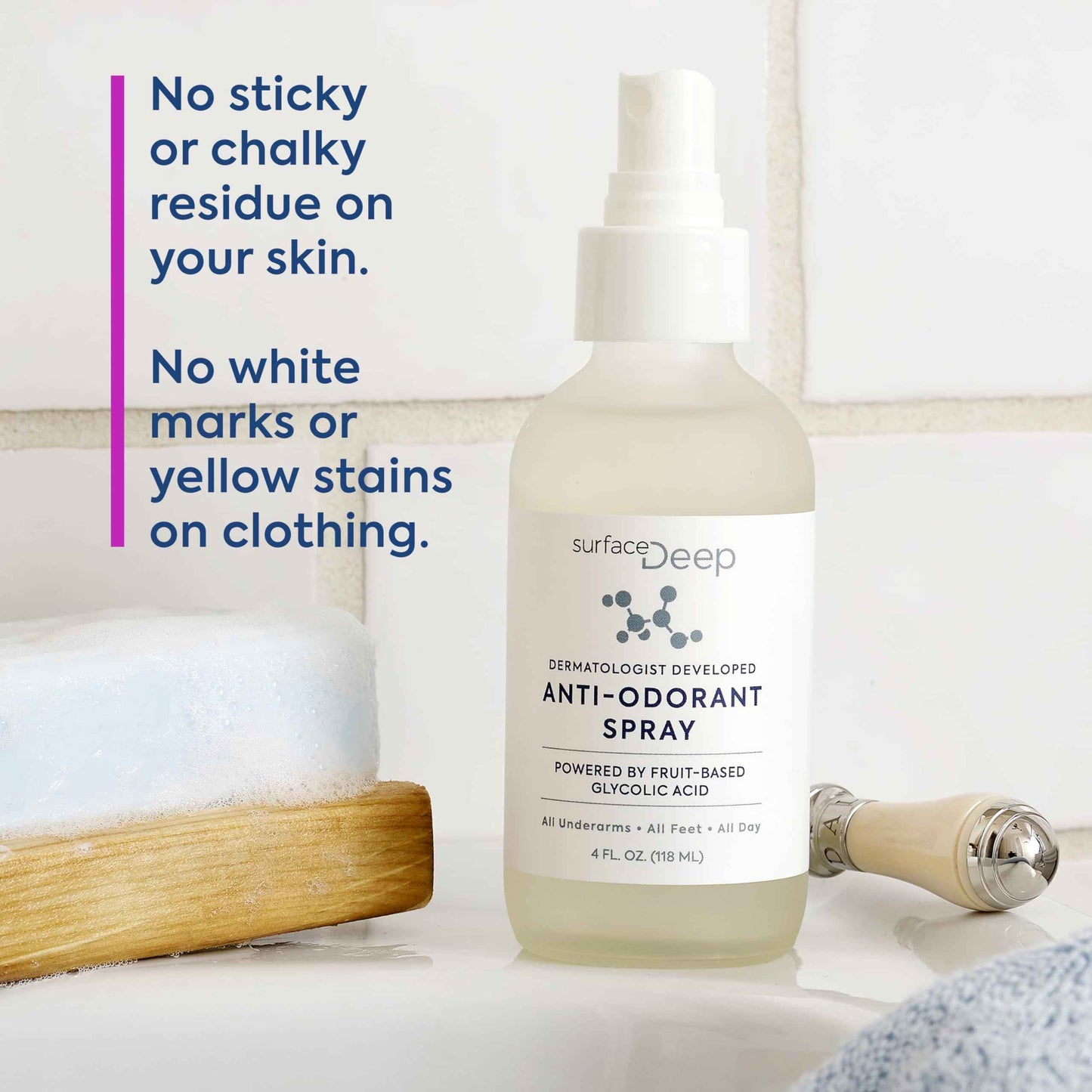 Surface Deep Natural Spray Deodorant for Men/Women, Anti-Odorant, Natural Spray Deodorant for Women and Men, Aluminum Free, Vegan, Cruelty Free. Dermatologist Developed.