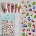 CESTSIREN Cute Fruit Nail Art Stickers, Embossed Cherry Grape Nail Decals, Nail Art Design, Self-Adhesive, Nail Accessories for Women, Nail Art Supplies
