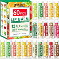 DMSKY 60 Pack Lip Balm Bulk - 12 Flavors Moisturizing Hydrating Gift Set, Scented Lip Care