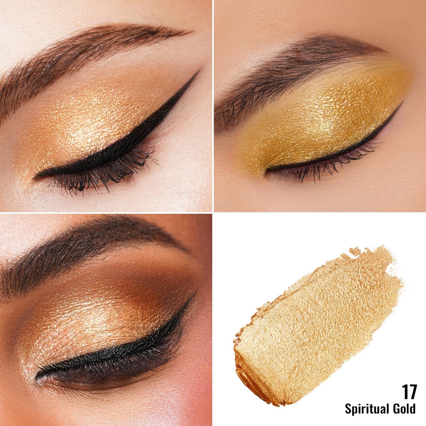 Oulac Cream Eyeshadow also for Highlighter Large Capacity Highly Pigmented Eye Shadow Waterproof &Long Lasting with Moisturizing Formula, Shimmer Glitter Eye Makeup. 6g.P05+17