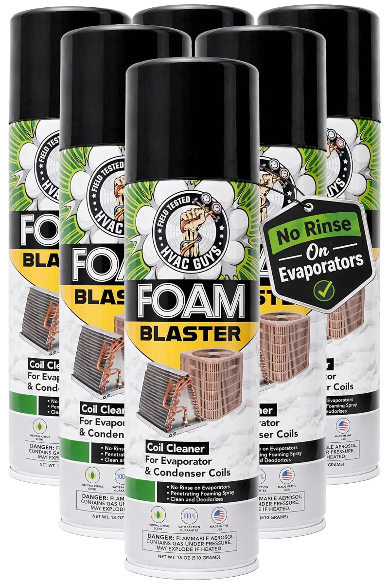Leak Saver Foam Blaster 18 Fl Oz (Pack of 6) AC Coil Cleaner Foam Spray - No-Rinse Evaporator & Light-Rinse Condenser