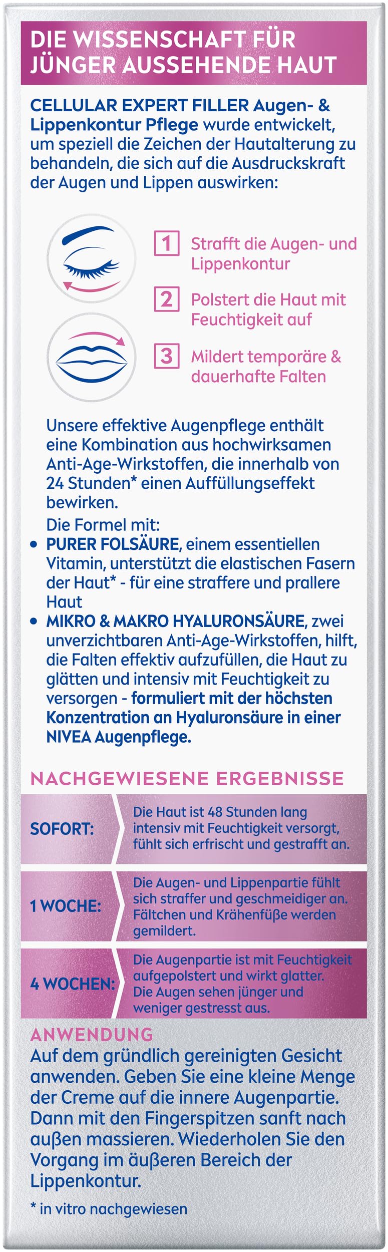 NIVEA Hyaluron Cellular Filler Anti-Age Eye Cream 2-Pack – 15 ml Each, Quick-Absorbing