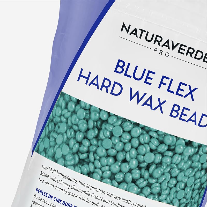 NaturaverdePro Blue Flex Hard Wax Beads for Body & Face, Calming Chamomile - 2.2 lbs
