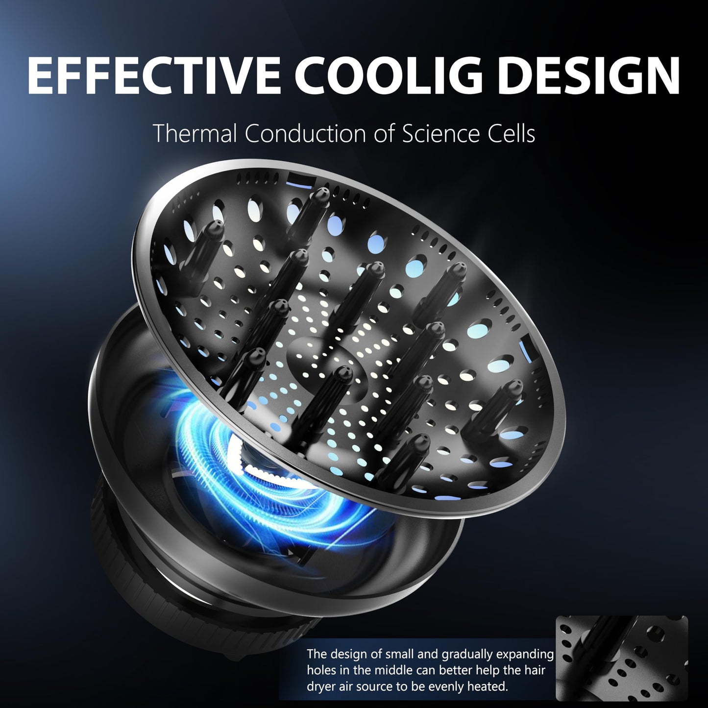 Hair Diffuser Attachment Universal Diffuser Hair Dryer for Curly Hair, Hair Dryer Diffuser for Blow Dry and Volumizing, Hair Diffuser for Curly Hair and Natural Wavy Hair (Black) BLOLYO