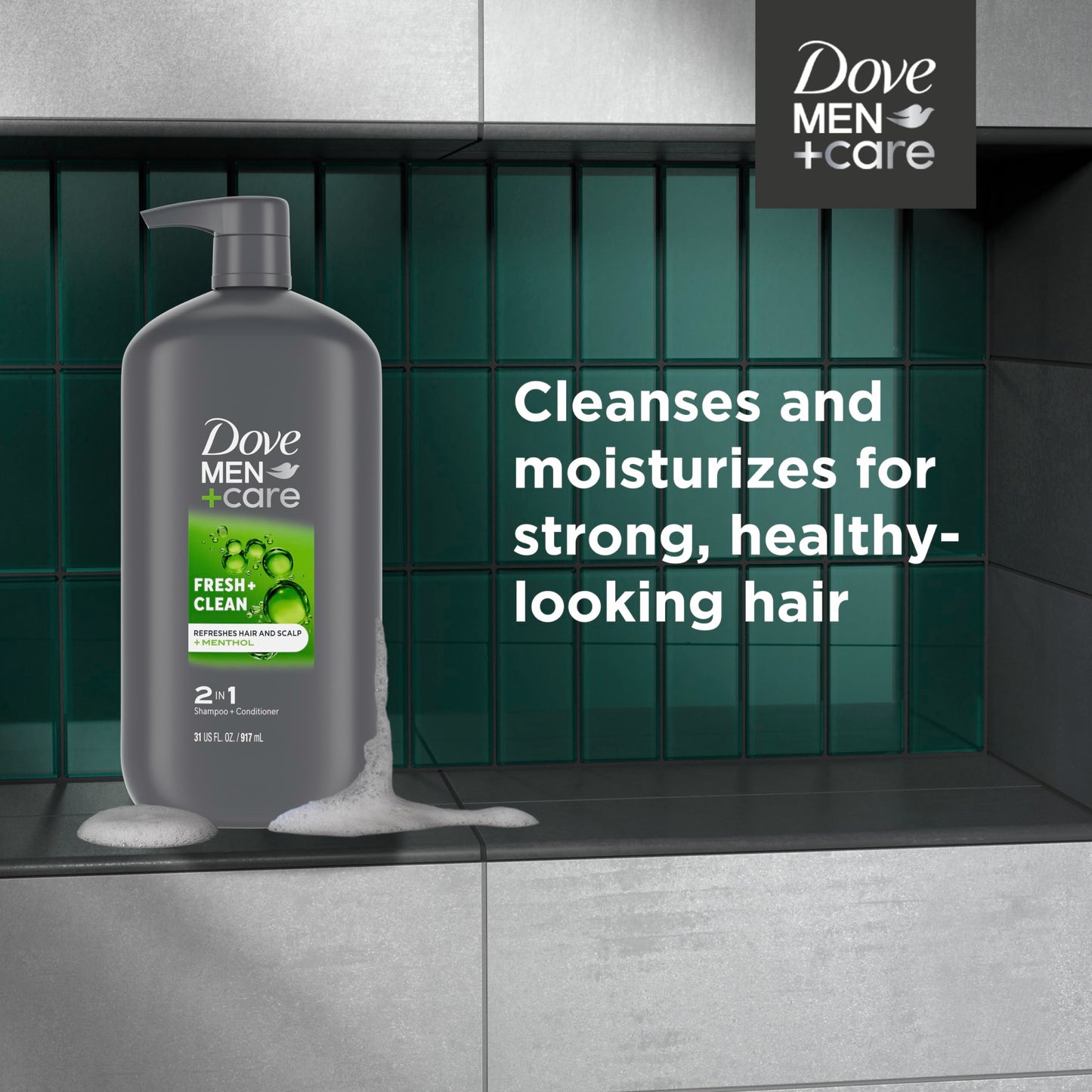 Dove Men+Care 2 in 1 Shampoo and Conditioner Fresh & Clean for Clean Hair Shampoo and Conditioner for Stronger, Healthy Hair Everyday 31 oz