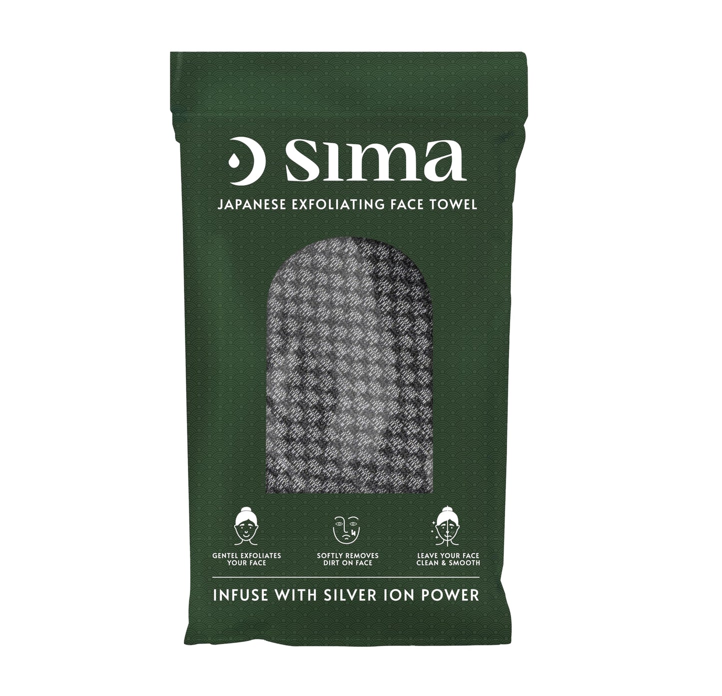 Sima Brand Exfoliating Washcloth Face & Body Scrub Towel - Japanese Exfoliating Towel with Hexagon Fibers, Exfoliating Body Scrubber with 2 Sides for Scrubbing & Washing (27cm x 35cm)