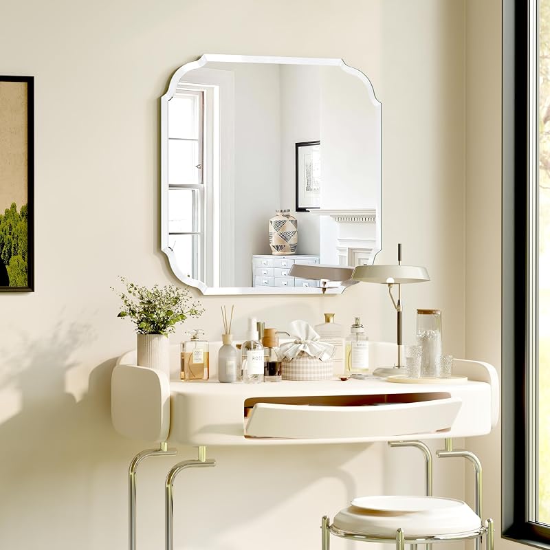 24" x 24" Silver Wall Mirror Beveled Edge Frameless - Variation: Silver 2+24"L x 24"W