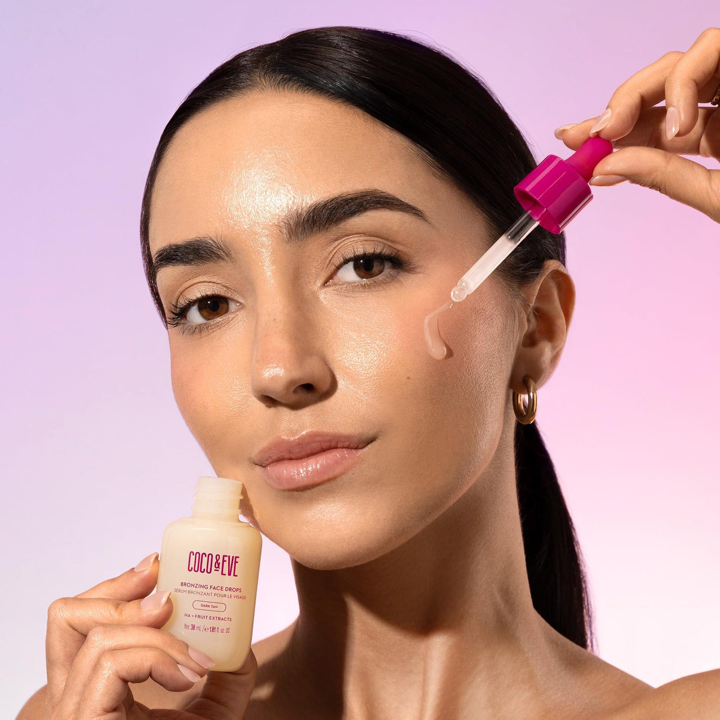 Coco & Eve Sunny Honey Bronzing Face Tanning Drops (Medium Glow) for Natural Self Tanning Hydrating Hyaluronic Acid. Gradual Face Tanning Serum. Indoor Sunless Moisturizing Self Tanner (1 fl oz)