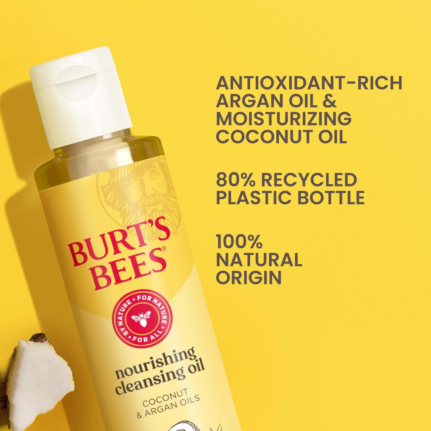 Burt's Bees Nourishing Cleansing Oil With Coconut and Argan Oils, Cleansing Face Oil for Normal to Dry Skin, College Back to School Dorm Essentials, Natural Origin Skin Care, 6 fl. oz. Bottle