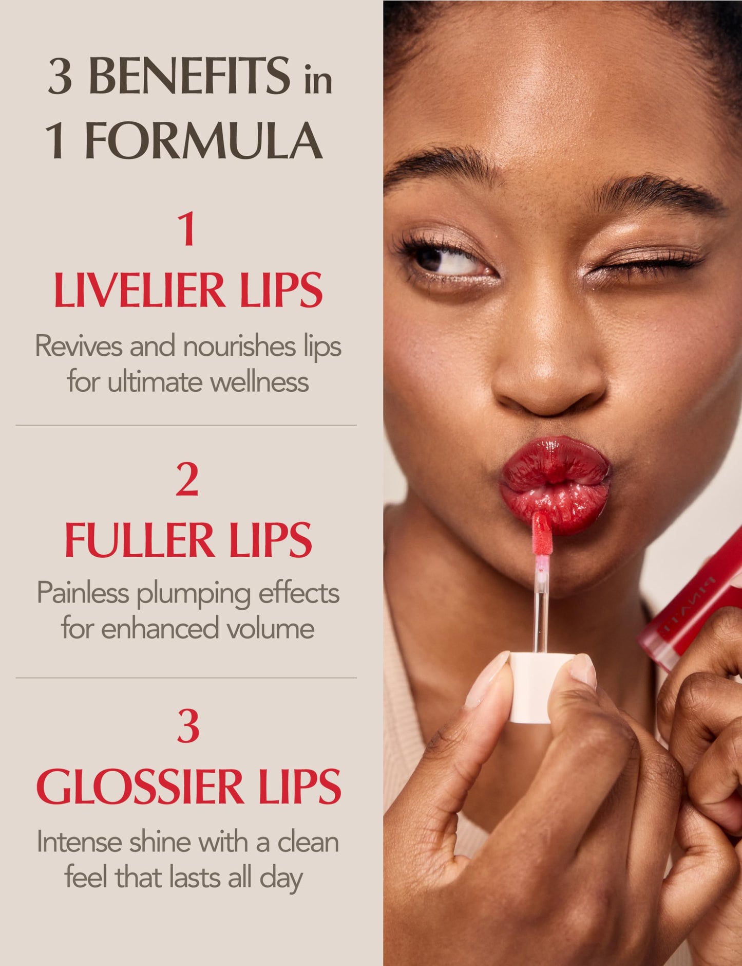 PINATE Natural Bloom Korean Lip Plumper Red Camelia | Moisturizing Lip Booster Plumping Oil Tint Serum Enriched w/Camellia & Safflower Serum| Non-Irritating Color Changing Lip Oil