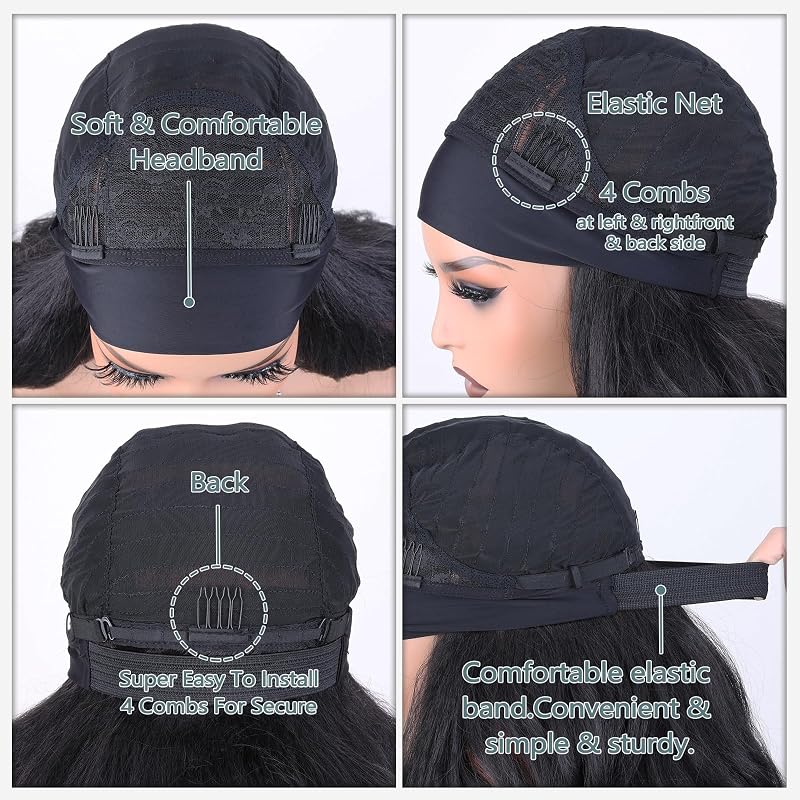 Glueless 16 Inch Wavy Wig with Headband – X-TRESS Natural Black Detroit Layers OS Variation