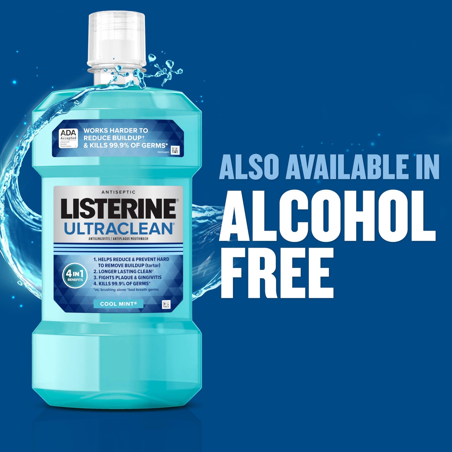 Listerine Ultraclean Oral Care Antiseptic Mouthwash, Everfresh Technology to Help Fight Bad Breath, Gingivitis, Plaque & Tartar, ADA-Accepted Oral Rinse, Cool Mint, 1 L, Pack of 2