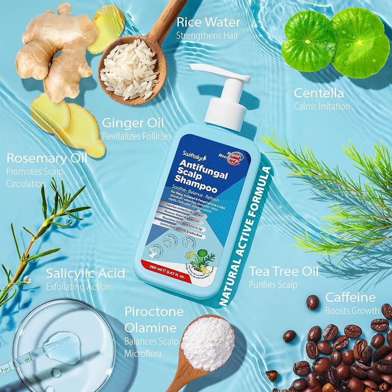 Herbal Fresh Antifungal Shampoo for Dandruff, Seborrheic Dermatitis & Folliculitis – Sulfate-Free Formula