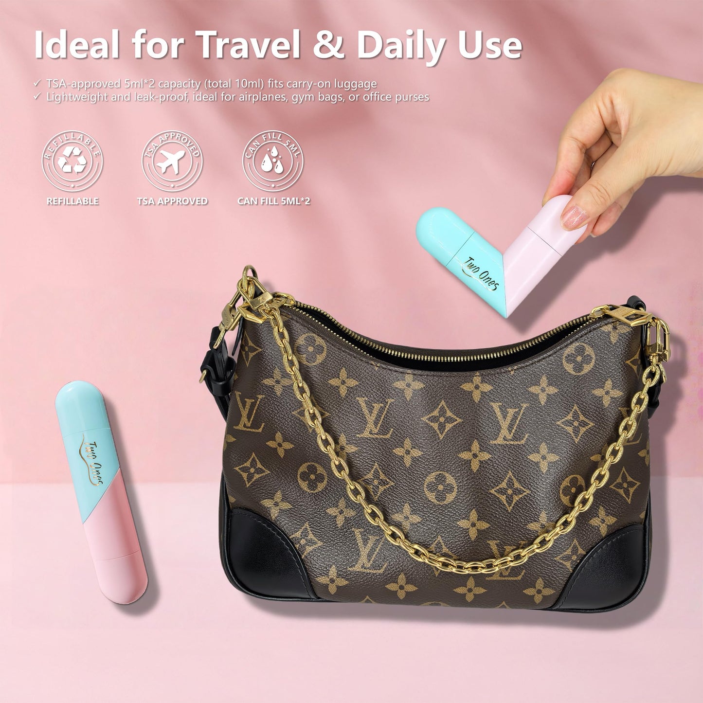 ONROCL Travel Perfume Bottle Refillable - 2 in 1 Dual Sprayer, 5ml+5ml Leak-Proof Portable Perfume Atomizer for Women & Men, Perfect for Travel, Gym, Office, Compact & Stylish Fragrance Container