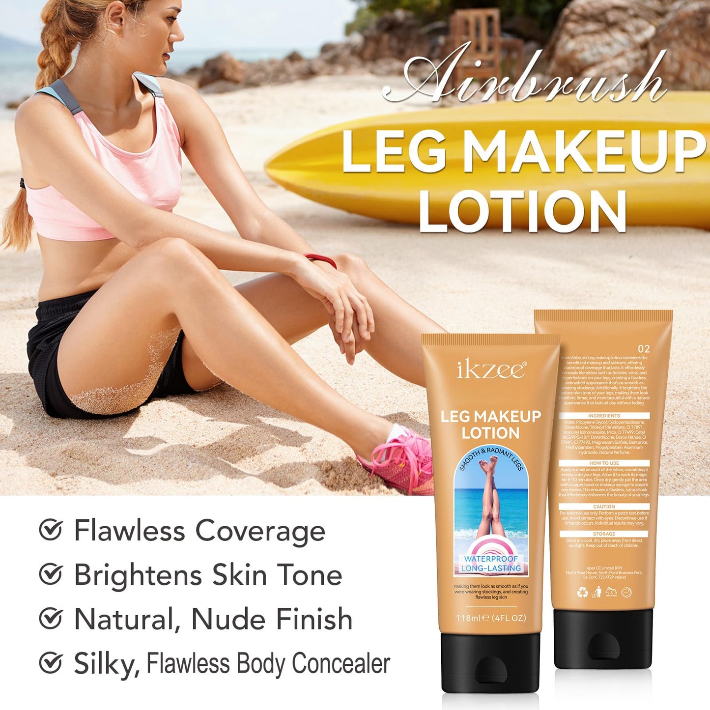 Leg Makeup Concealer, Flawless Body Cover Cream Waterproof Leg Cream, Leg Skin Tattoo Scars Concealer, Suitable for Natural, Healthy Skin Tones (#2)