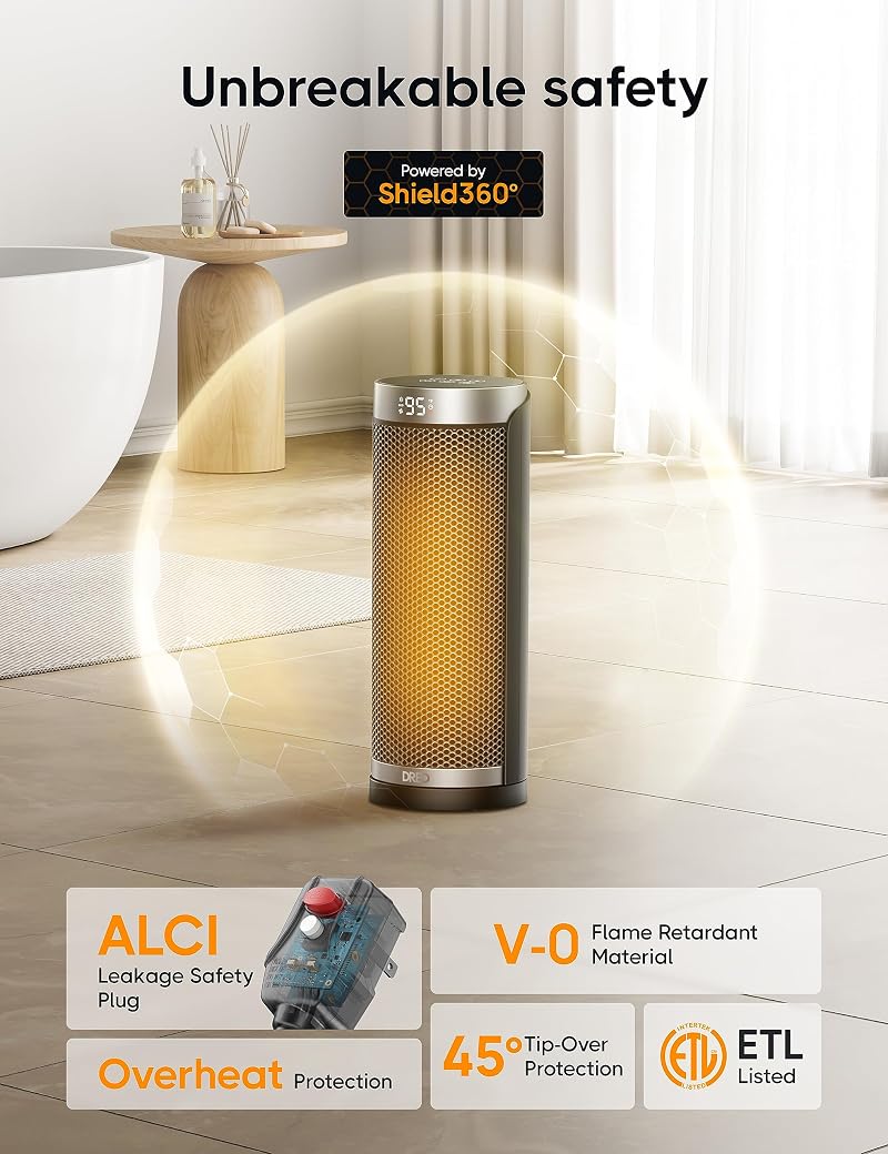 Dreo 1500W Space Heater with ALCI Safety Plug - Silver (Variation: Silver+ALCI Plug)
