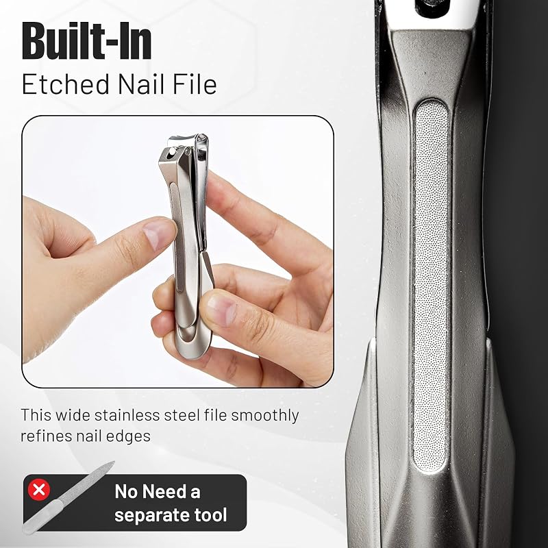Japanese Stainless Steel Nail Clipper with Leatherette Case - Power L Variation