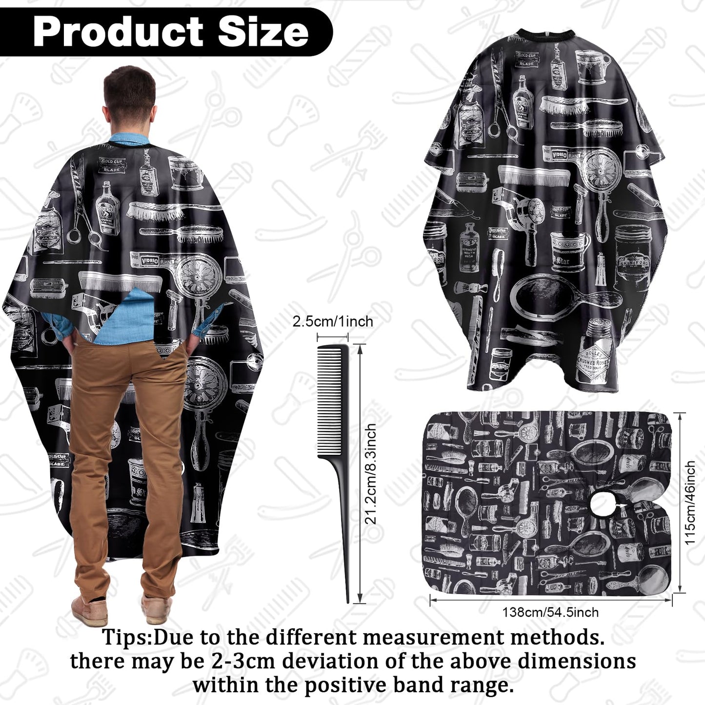 NICEMOVIC Hair Cutting Cape with Hair Combs Barber Cape for Men Women, Professional Barber Accessories Haircut Salon Supplies