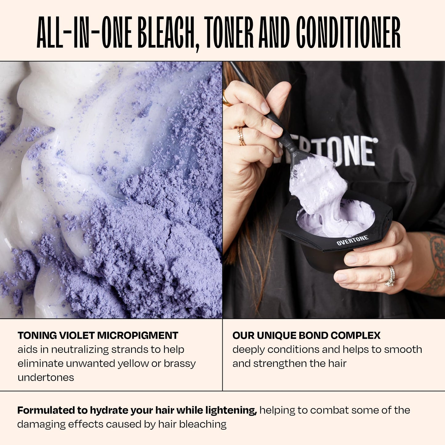 Overtone The Bleach 30 Volume Hair Lightening Kit - Professional-Grade, Vegan & Cruelty-Free Bleach with Squalene, Hydrating Ingredients & Built-In Toning- Lifts Up to 7 Levels for Vibrant, Even Color