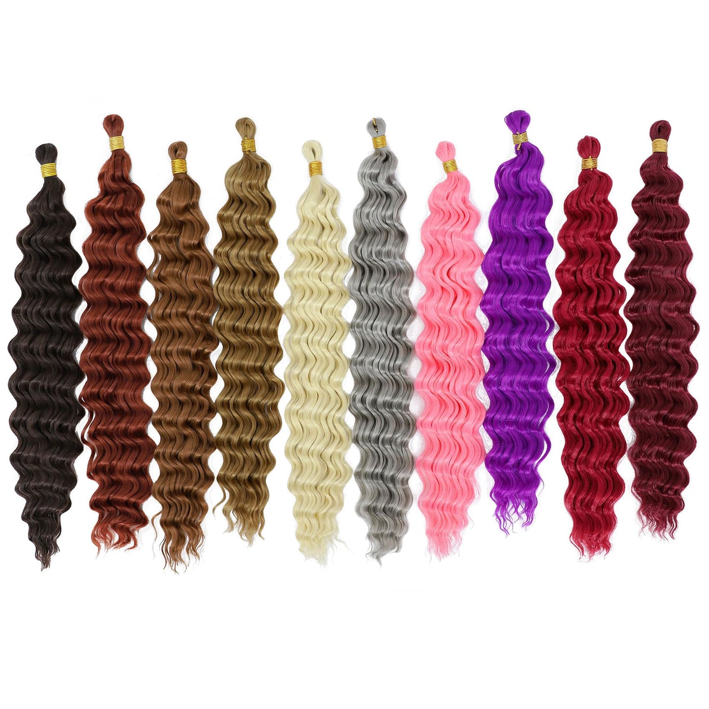 Eerya Long Curly Braiding Hair 18 Inch 2 Packs Ocean Wave Crochet Hair for Black Women Deep Wave Braiding Hair for Boho Braids (18 inch, 1B)