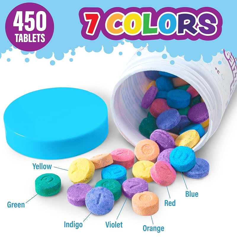 Bath Color Tablets for Kids - 150 Count per Canister, 3 Pack, Nontoxic & Fragrance-Free