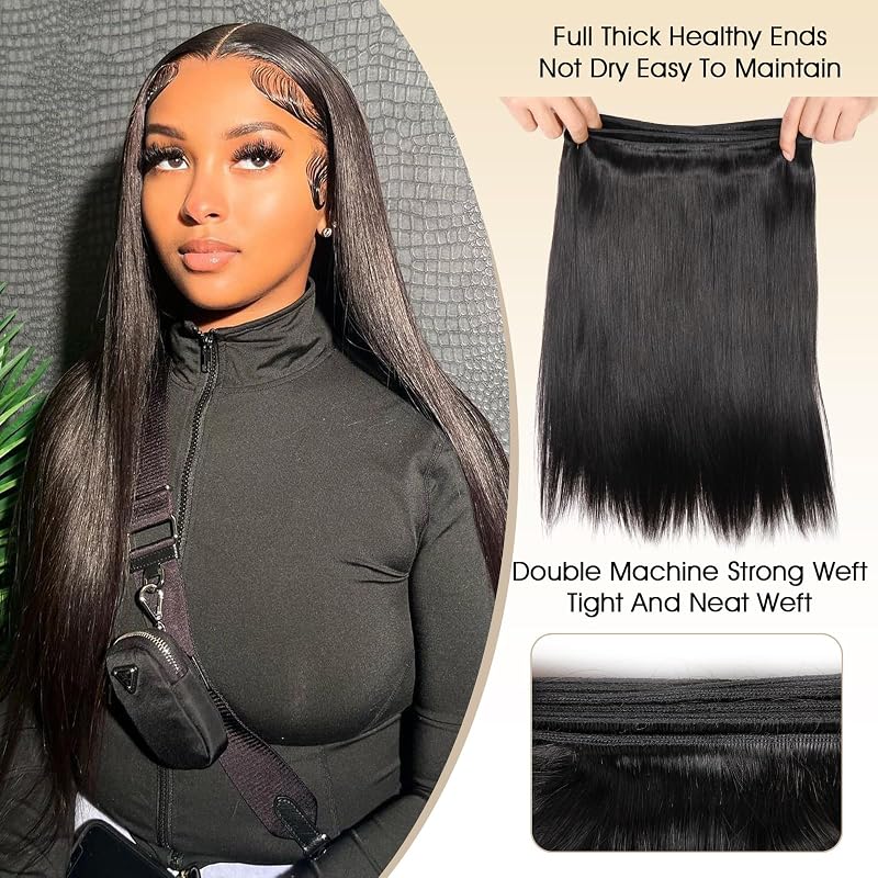 Natural Color 20in 16A Brazilian Straight Virgin Hair Bundles - 100g Remy Unprocessed No Shedding