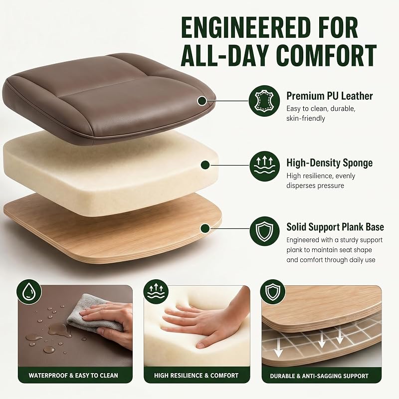 MALOL Leather Office Chair with Flip-Up Arms, Brown – Variation: Brown+Set of 1