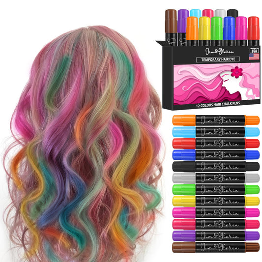 Jim&Gloria Dustless Hair Chalk for Girls Washable Dye, Toys Birthday Gifts for Girls Makeup Kit, Temp Paint Temporary Hair Color for Kids Age 4 5 6 7 8 9 10 11 12 Teenage Teen Girl Gifts Trendy Stuff