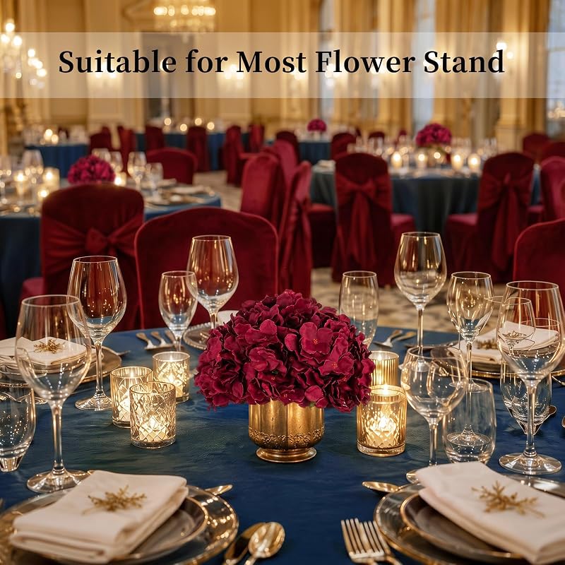 BLOSMON Hydrangea Artificial Flower Ball Centerpieces, 10 Pcs, Burgundy