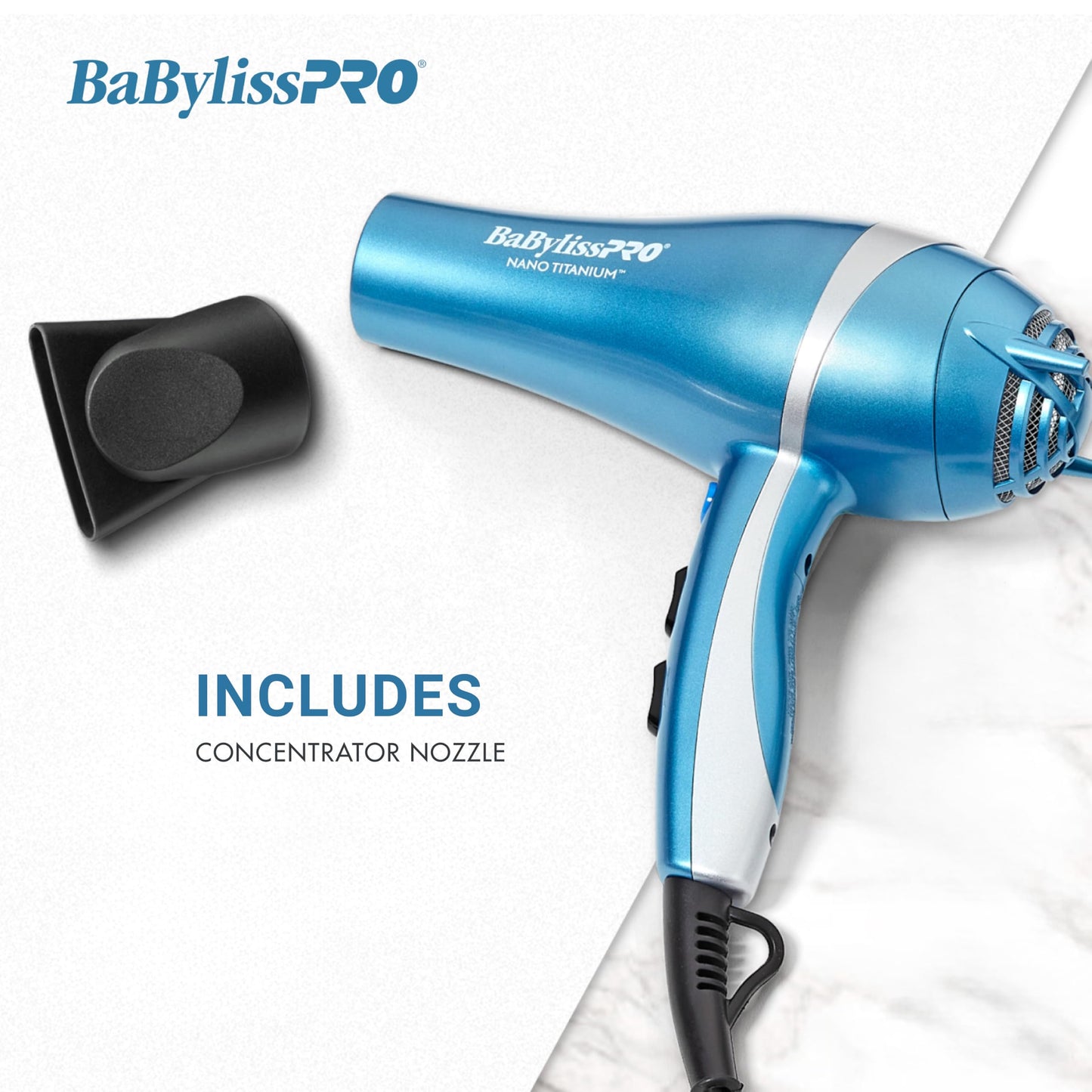 BaBylissPRO Hair Dryer, Nano Titanium 2000-Watt Blow Dryer, Hair Styling Tools & Appliances, BNT5548