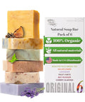 Original 6-Pack All-Natural Handmade Soap Bar for Men & Women – Cold Process, USA