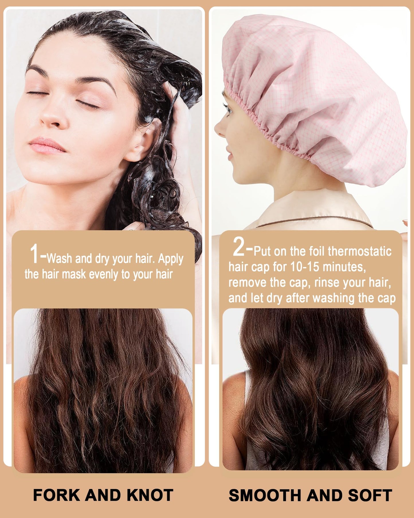 YIZIJIZI 2 Pieces Heat Cap For Deep Conditioning Made Of Aluminum Foil For Home And Salon Use, Hair Dyeing And Hot Oil Treatment Tools (pink)