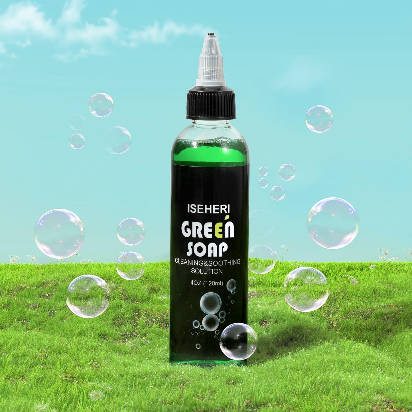 iseheri Ultra Concentrated Green Tattoo Soap 4OZ with Foaming Bottle 120ml, Tattoo Soap Tattoo Supplies for Tattoos Piercings, Clean Skin Equipment