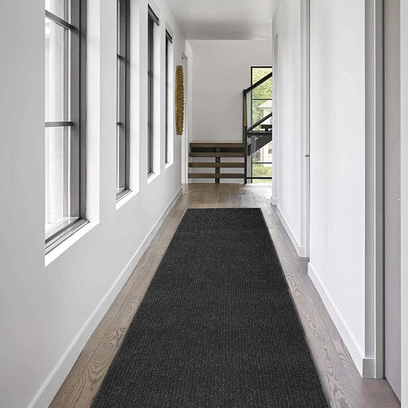 Commercial Floor Mat 3' x 16'5" Indoor/Outdoor - Black with Variation: Black+2'11" x 16'5"