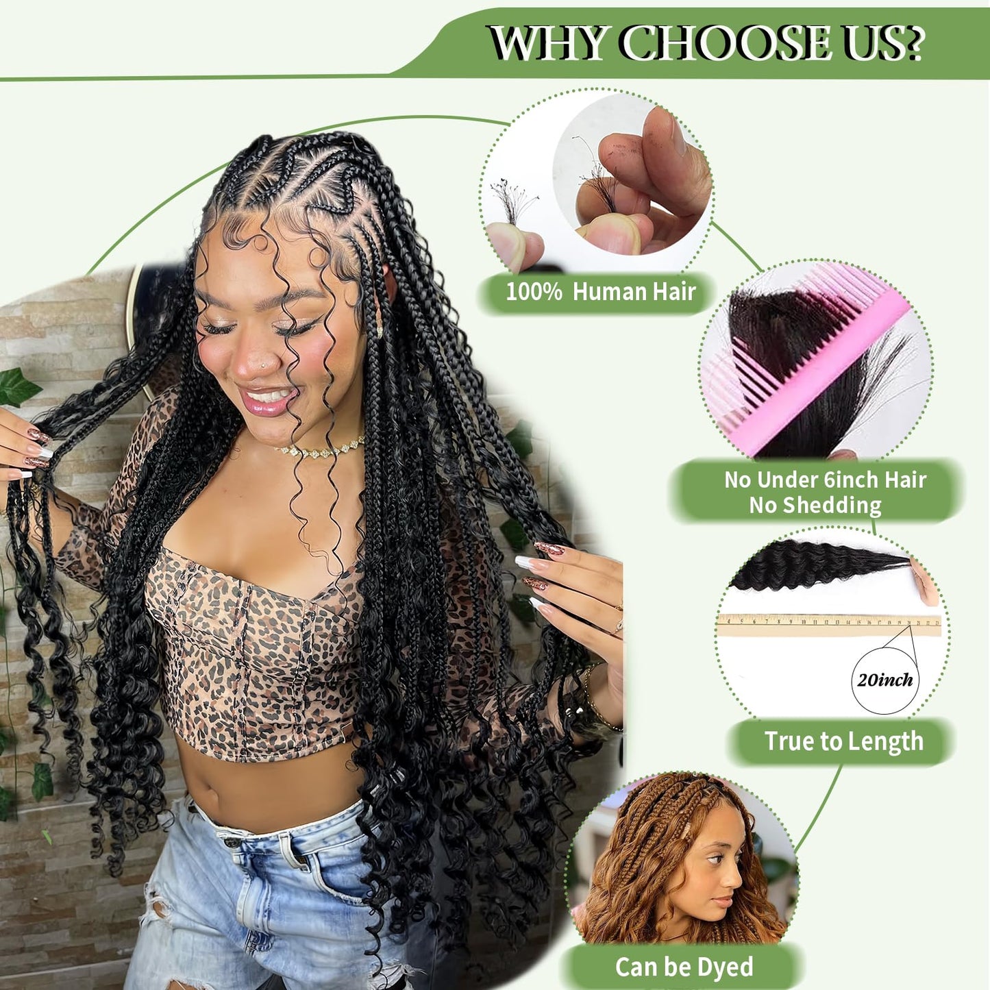Human Braiding Hair for Boho Braids 120g 12A Deep Water Wave Bulk Human Hair Knotless Boho Braiding Curly 100% Virgin No Weft Extensions Bohemian Braids 3 Bundles/Pack Natural Color 24 Inch
