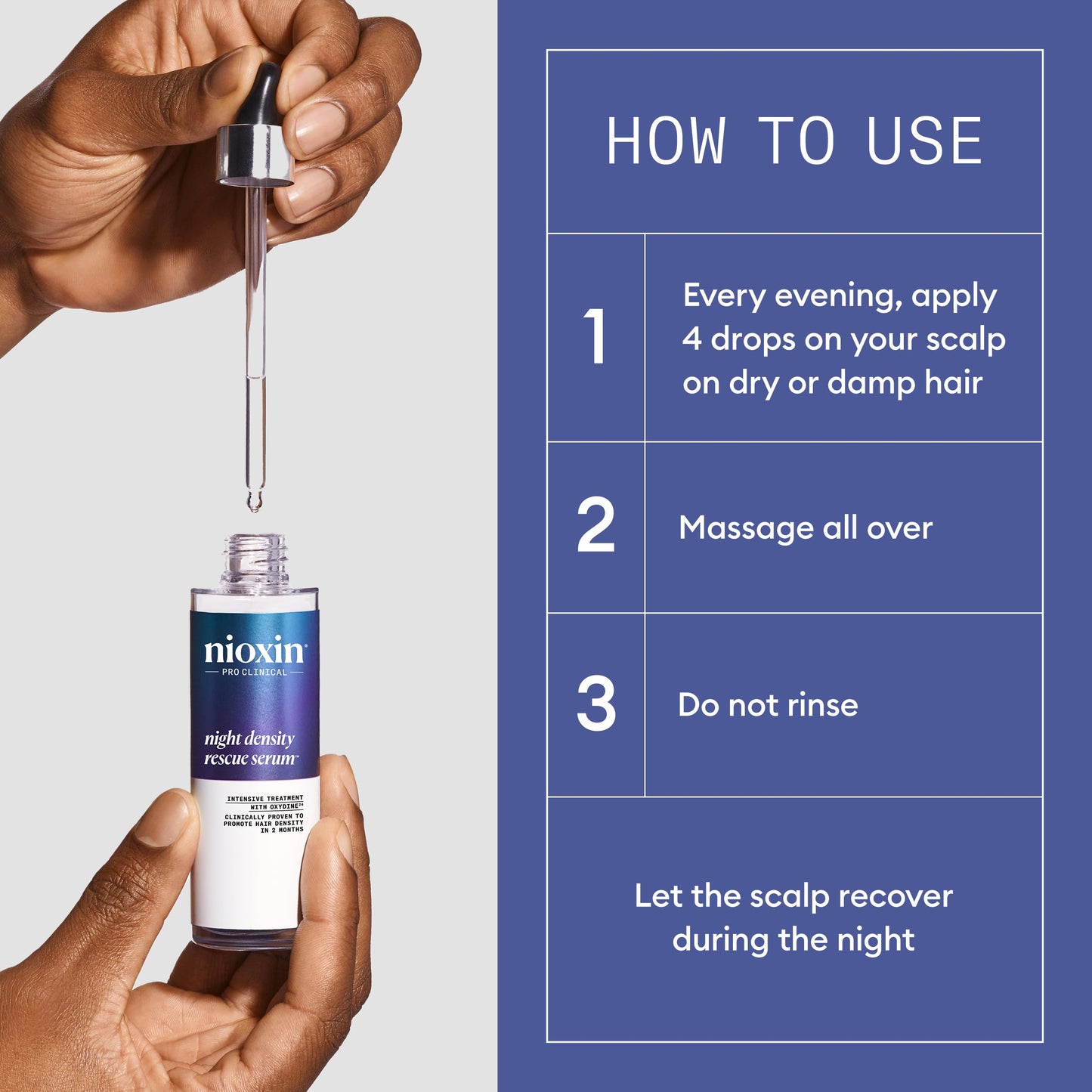 Nioxin Night Density Rescue Serum | Overnight Hair Thickening Serum | Protects Against Hair Breakage | Intensive Treatment with Oxydine | 2.4 Fl oz.