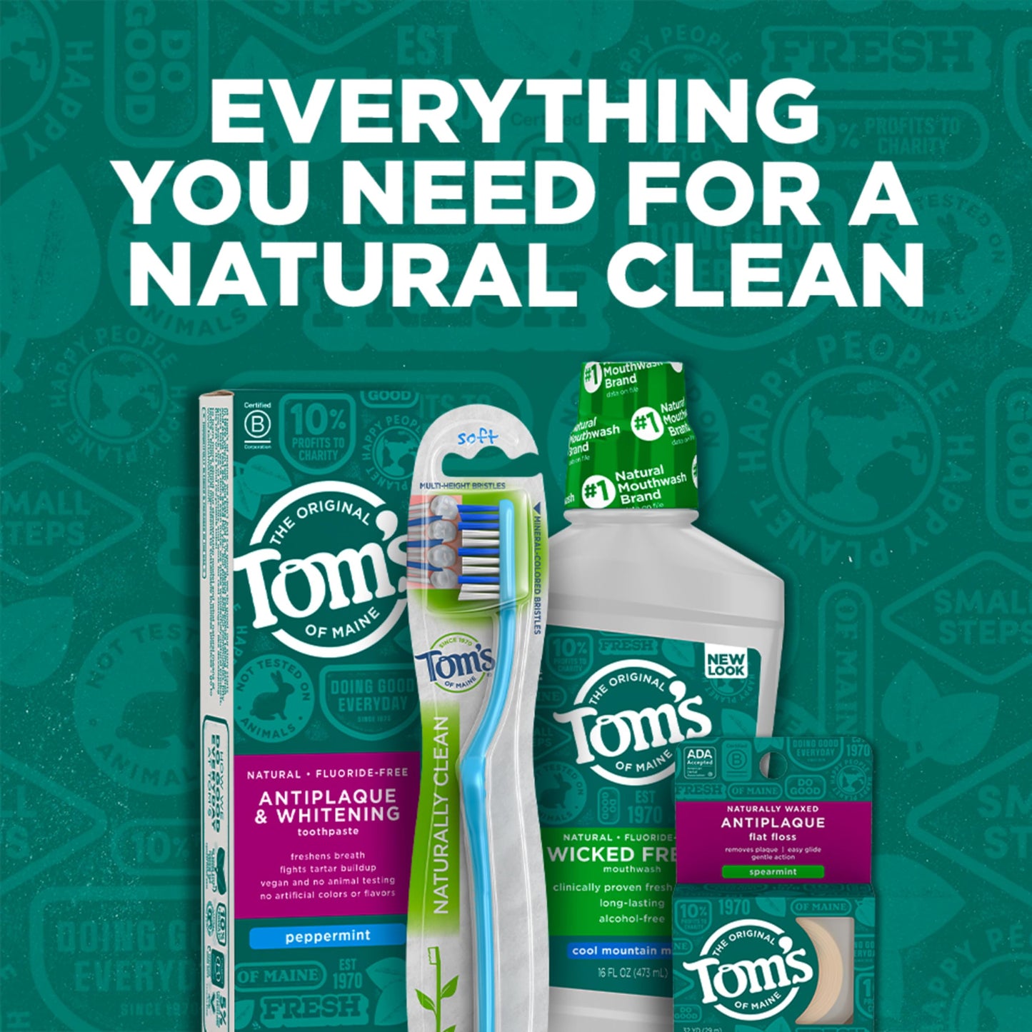 Tom's of Maine Natural Wicked Fresh Alcohol-Free Mouthwash, Cool Mountain Mint, 16 oz. 6-Pack (Packaging May Vary)