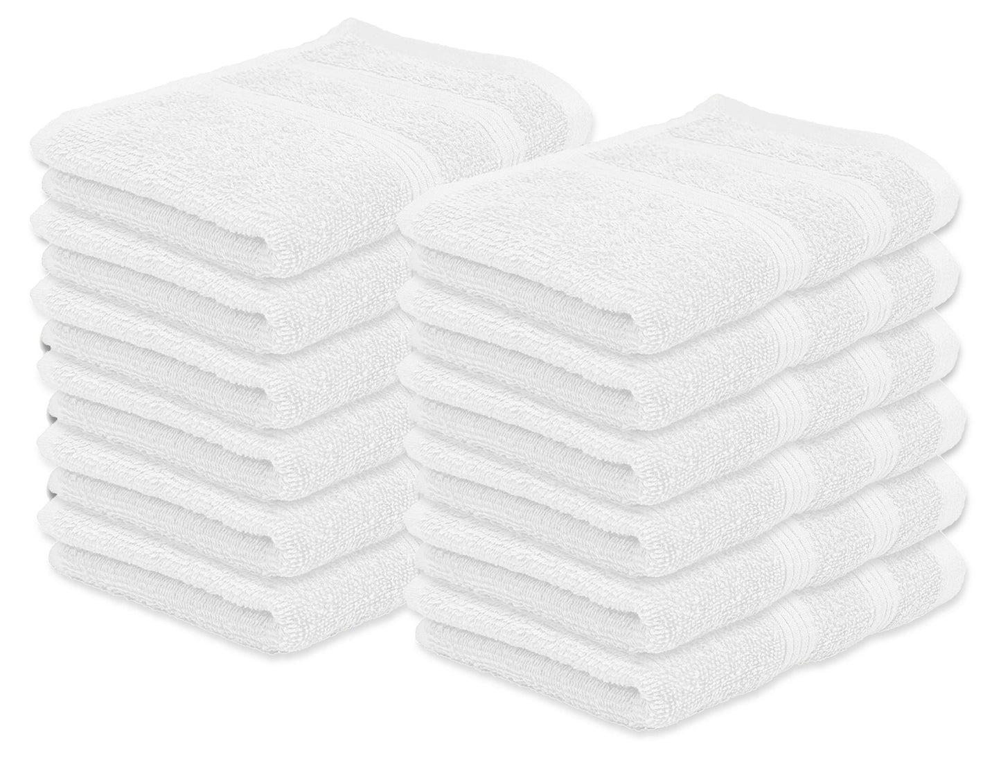 Kaufman - Premium Washcloth Set of 12 (13x13 Inches) 100% Cotton Ring Spun, Highly Absorbent, Durable and Ultra Soft Feel Wash Cloths Essential for Bathroom, Spa, Gym, and Face Towel (12PK)
