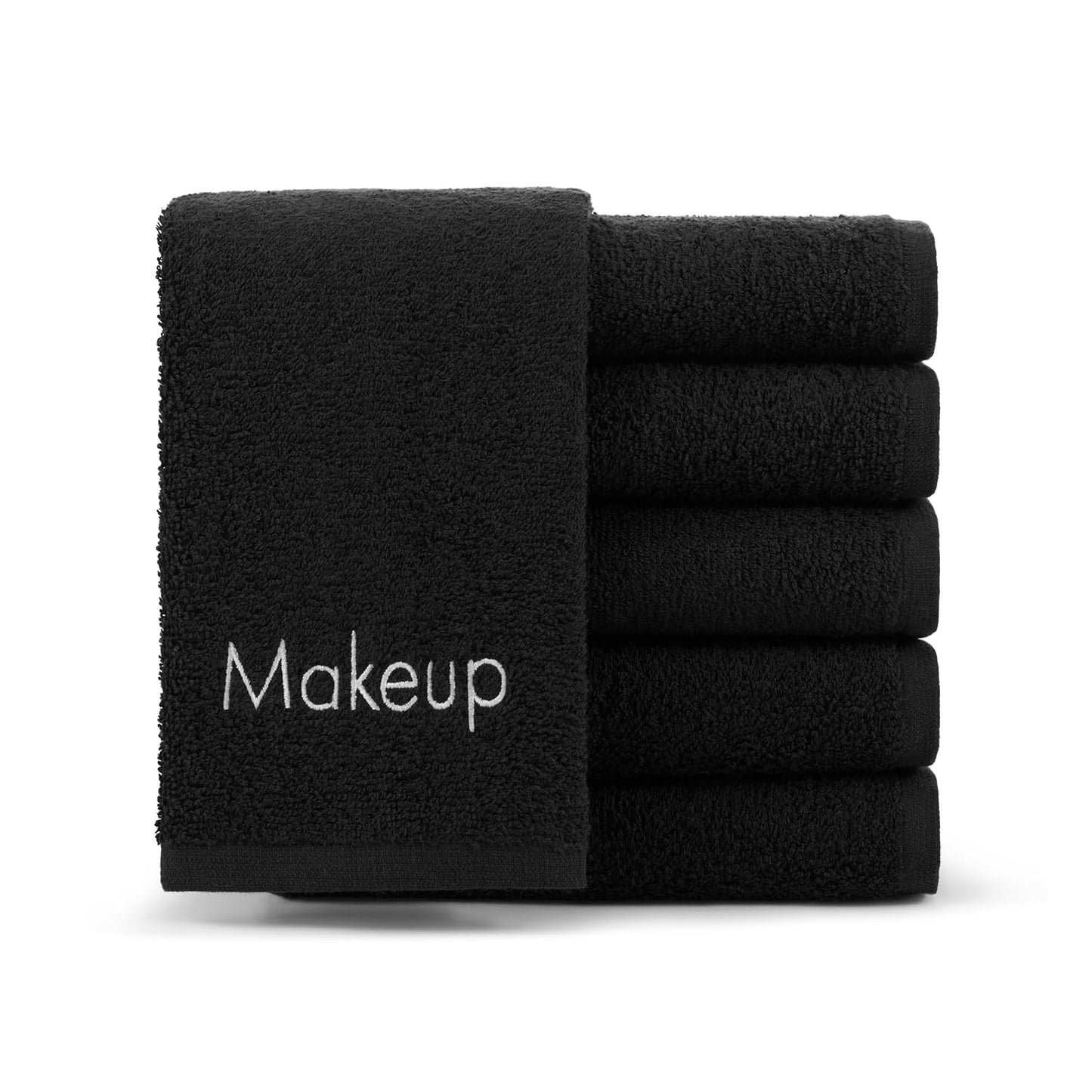Arkwright Cotton Makeup Towels - 6 Pack, Soft FingerTip Washcloths for Bathroom & Artists, 11x17 in, Black