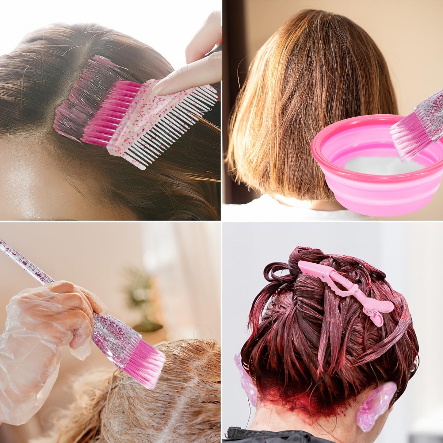 Asqraqo 11pcs Hair Coloring Kit - Professional Salon Tools for DIY Mixing, Includes Clips, Bowl, Dye Brush, Earmuffs - Perfect for Bleaching and Dye