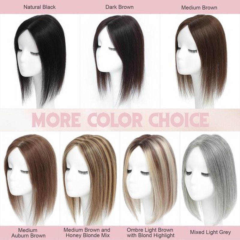 FU SHEN Hair Toppers for Women Real Human Hair 12inch Professional Grade 10X12CM Swiss Base Hairpiece for Thinning Hair Breathable Human Hair Topper Clip in Toppers(2T613#)