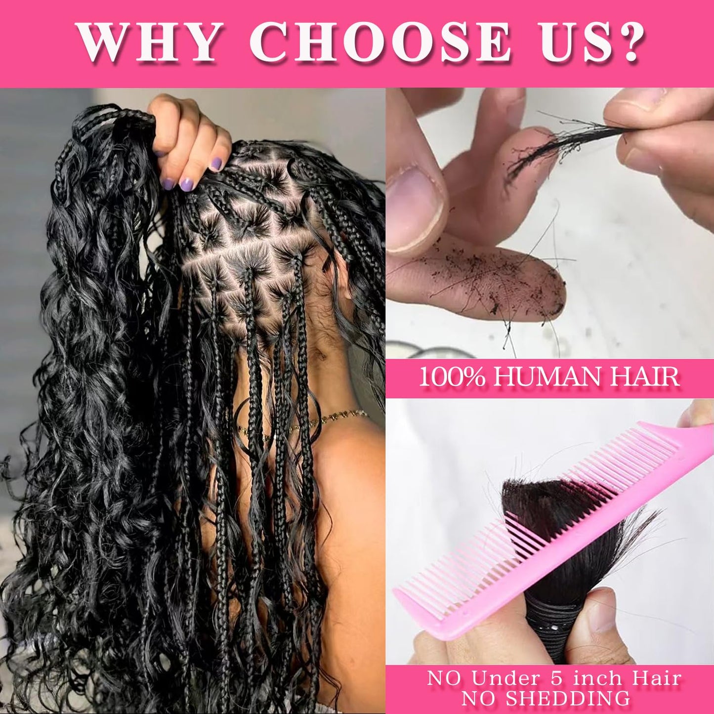AKONSOUL 22 Inch Human Braiding Hair for Boho Braids Deep Wave Bulk Human Hair 100% Unprocessed Brazilian Virgin Hair for Braiding Bohemian No Weft 3 Bundles 110g Natural Color