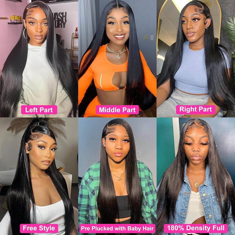 26 Inch Lace Front Wig Human Hair 13x4 Frontal Pre Plucked Bleached Knots Glueless Natural Color
