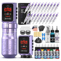 Wormhole Wireless Tattoo Gun Kit with Skull Pattern - Lining & Shading, Two Purple (WTK0295) - 7 Stroke Adjustable