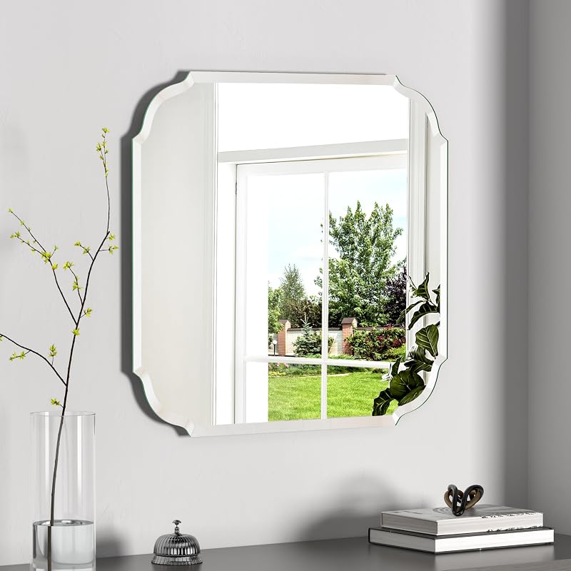 24" x 24" Silver Wall Mirror Beveled Edge Frameless - Variation: Silver 2+24"L x 24"W